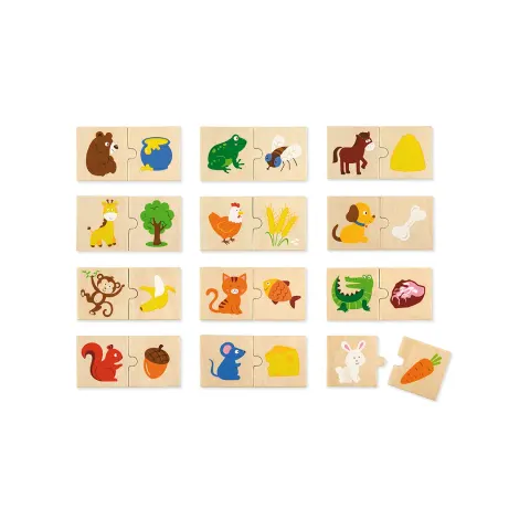 Nowa Szkola Puzzle Animale și Hrana lor, din lemn