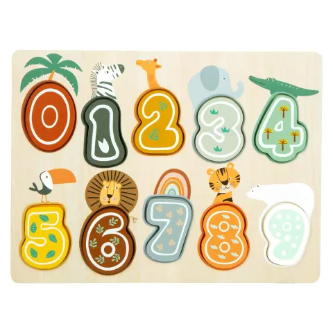 Small Foot Puzzle Safari, cu numere, din lemn