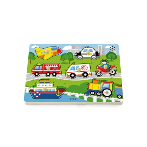 Puzzle Nowa Szkola „vehicule”, cu sunet, din lemn