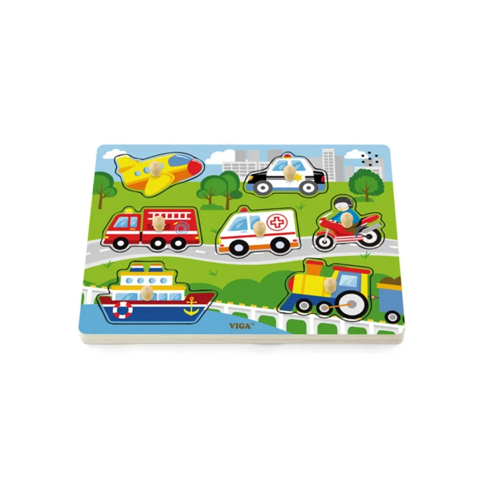 Puzzle Nowa Szkola „vehicule”, cu sunet, din lemn