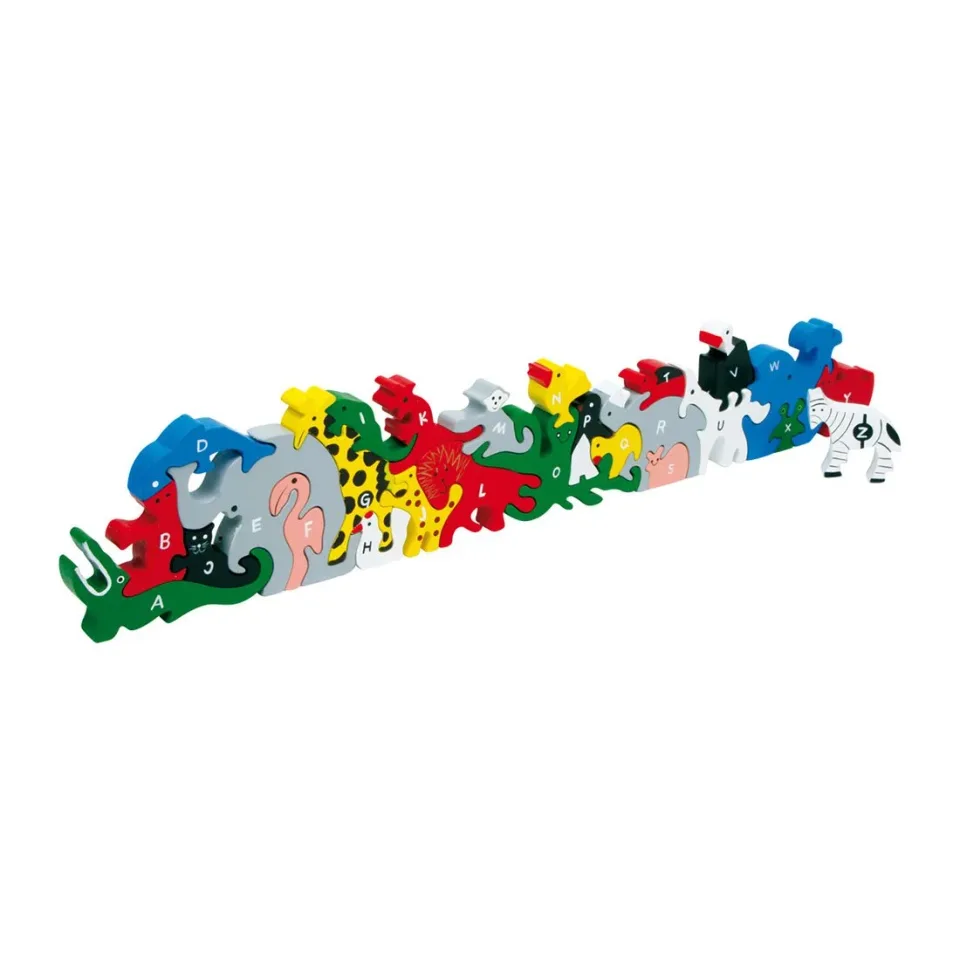 Puzzle Small Foot Animale, cu Litere și Cifre, Lemn, 26 buc.