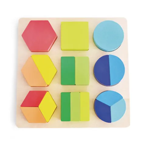 Puzzle cu forme geometrice, sortator, lemn, 22 x 22 x 3 cm