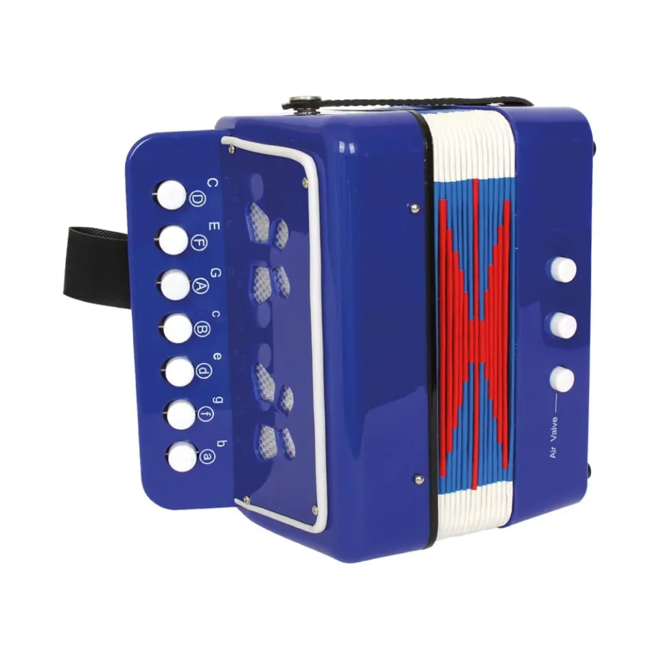 Acordeon Small Foot, pentru copii, albastru, 17 x 9.5 x 17 cm