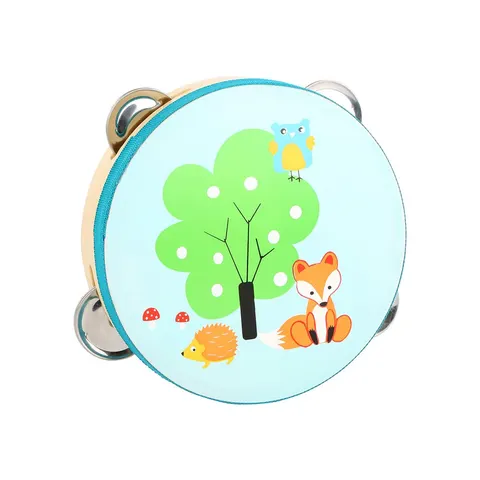 Small Foot Tamburin, cu Motif Vulpe, din Lemn