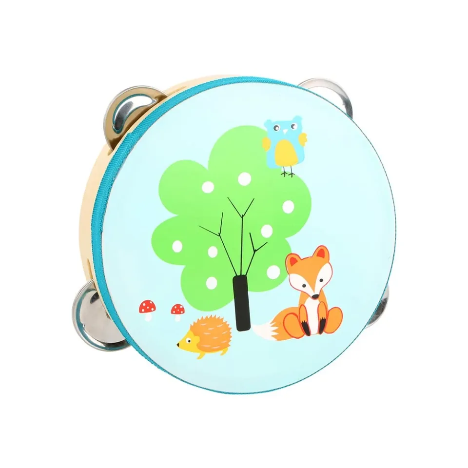Small Foot Tamburin, cu Motif Vulpe, din Lemn