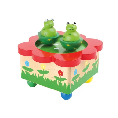 Cutie muzicală Small Foot „Lacul Broaștei”, lemn, 12 cm