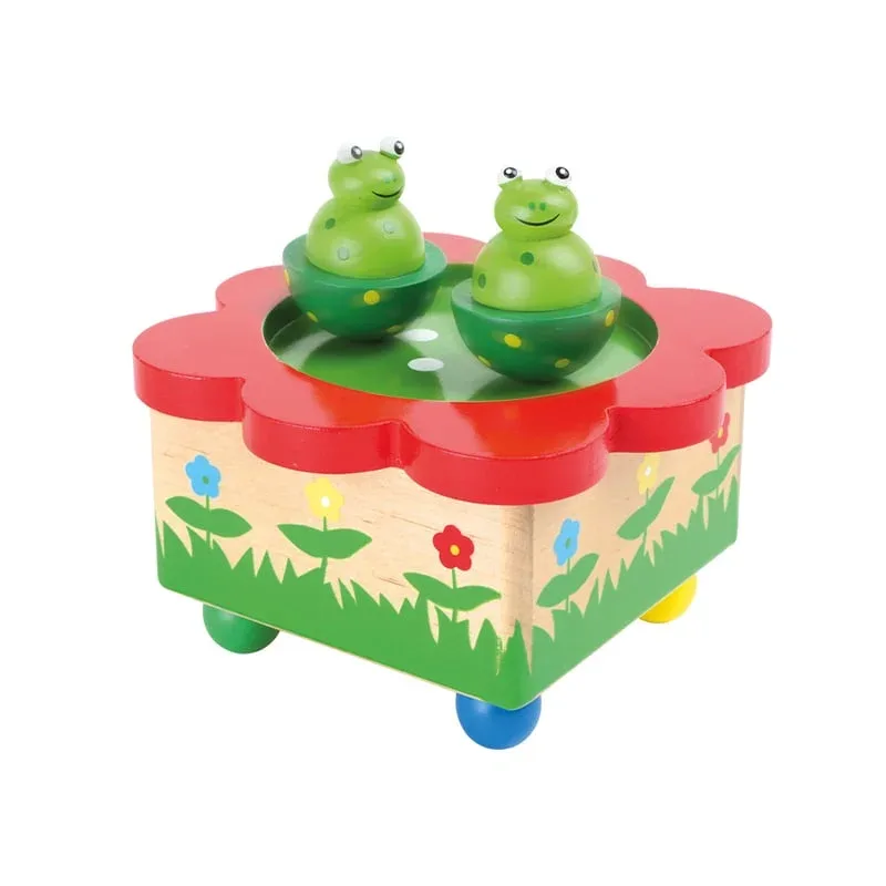 Cutie muzicală Small Foot „Lacul Broaștei”, lemn, 12 cm