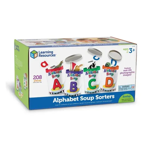 Set de sortare Alphabet Cans de la Learning Resources