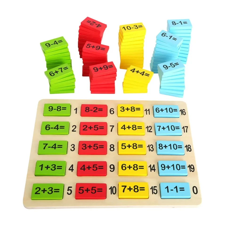 Tablă de matematică Small Foot cu plăcuțe, lemn, 111 buc.