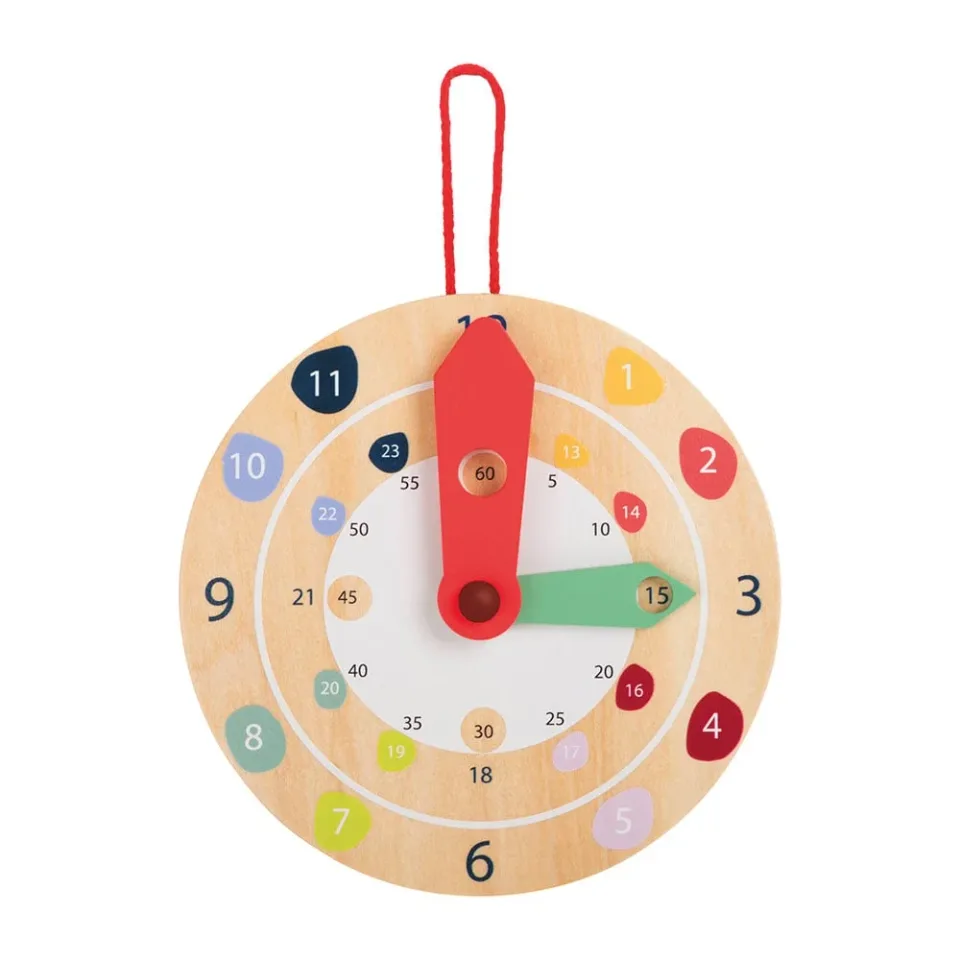 Ceas educațional Small Foot, lemn, diametru 18 cm