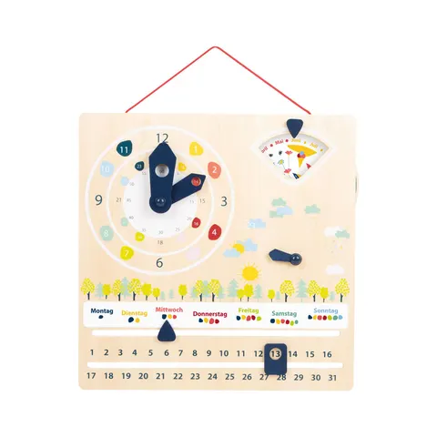 Calendar și ceas Small Foot, din lemn