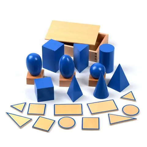 Corpuri Geometrice Montessori, Albastru, 10 buc.