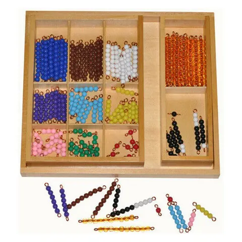 Set de mărgele Montessori pentru numărare, în cutie