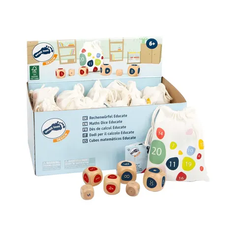 Set mici pungi Small Foot cu zaruri Matematică, 12 buc. în display