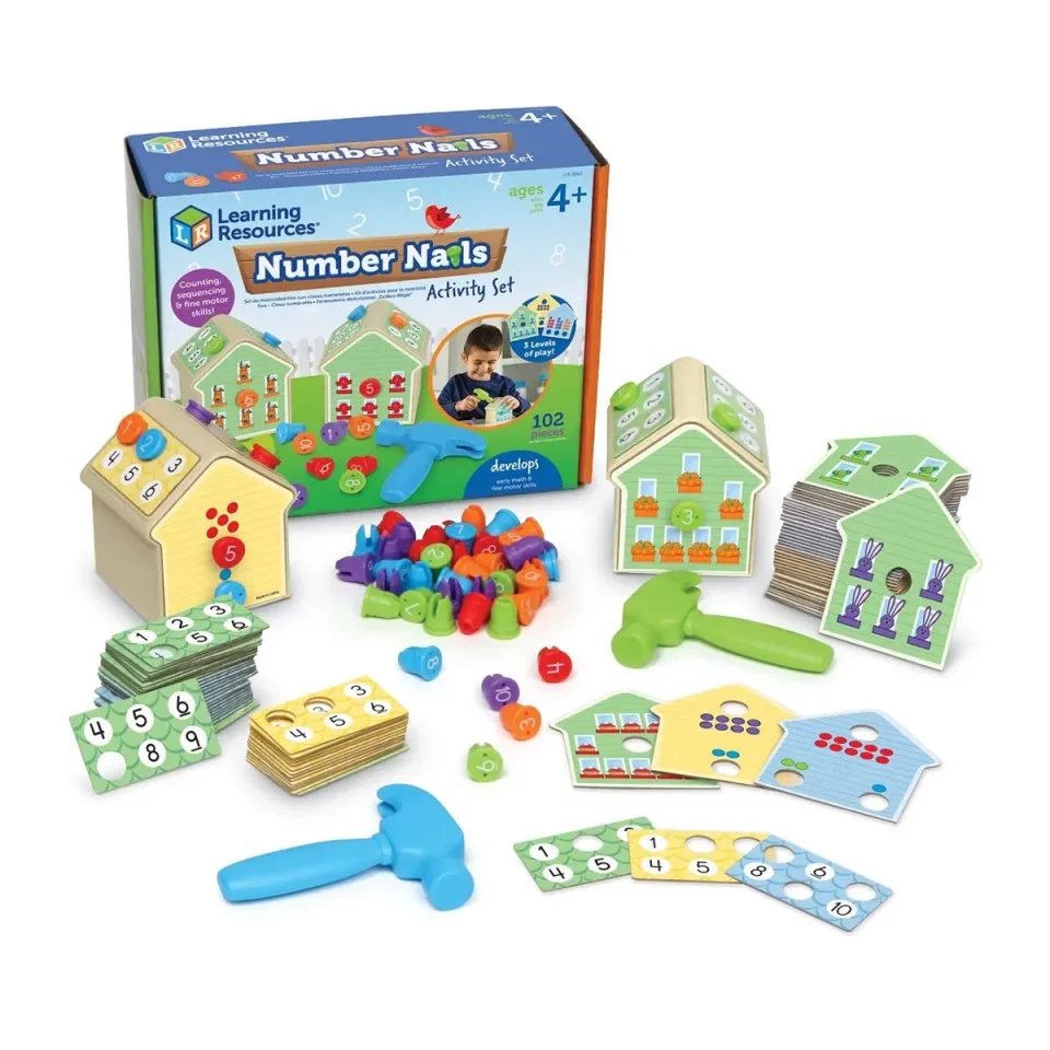 Set case matematice Learning Resources, cu cuie și ciocan