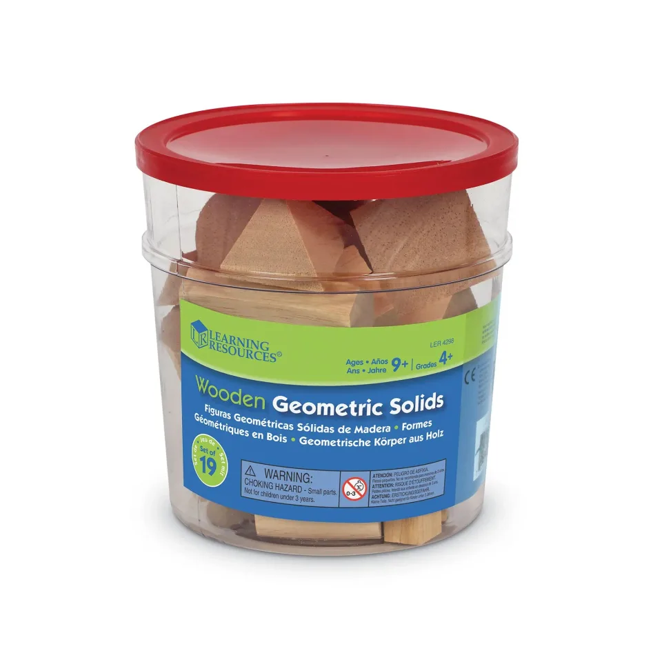 Set de geometrie Learning Resources Forme solide din lemn, 19 tipuri