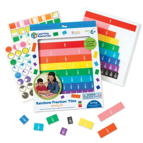 Set plăci fracții Learning Resources, colorate, 54 buc.