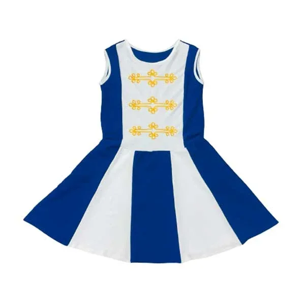 Costum Majorette, copii, mărimea 134 cm, 9 ani, albastru-alb