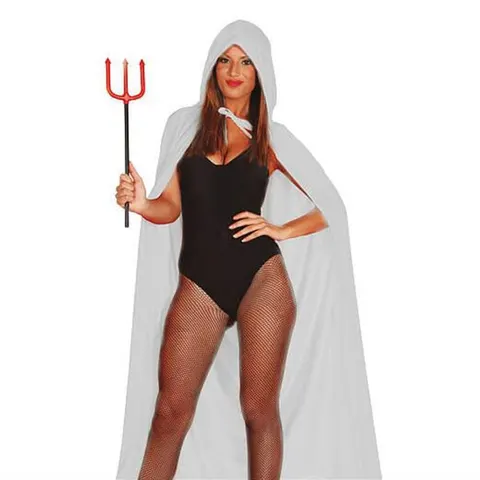 Pelerină cu glugă, albă, 130 cm