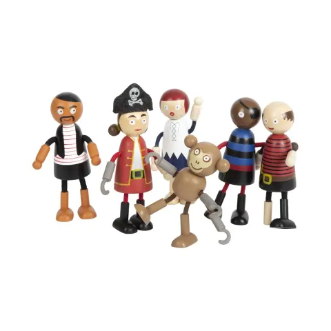 Păpuși pirați Small Foot, din lemn, 6 buc.