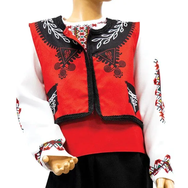 Vesta Boril, pentru costum popular, cu aplicație, roșu, 12 ani