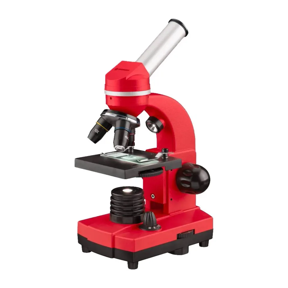 Microscop Bresser Biolux Sel, pentru începători, roșu