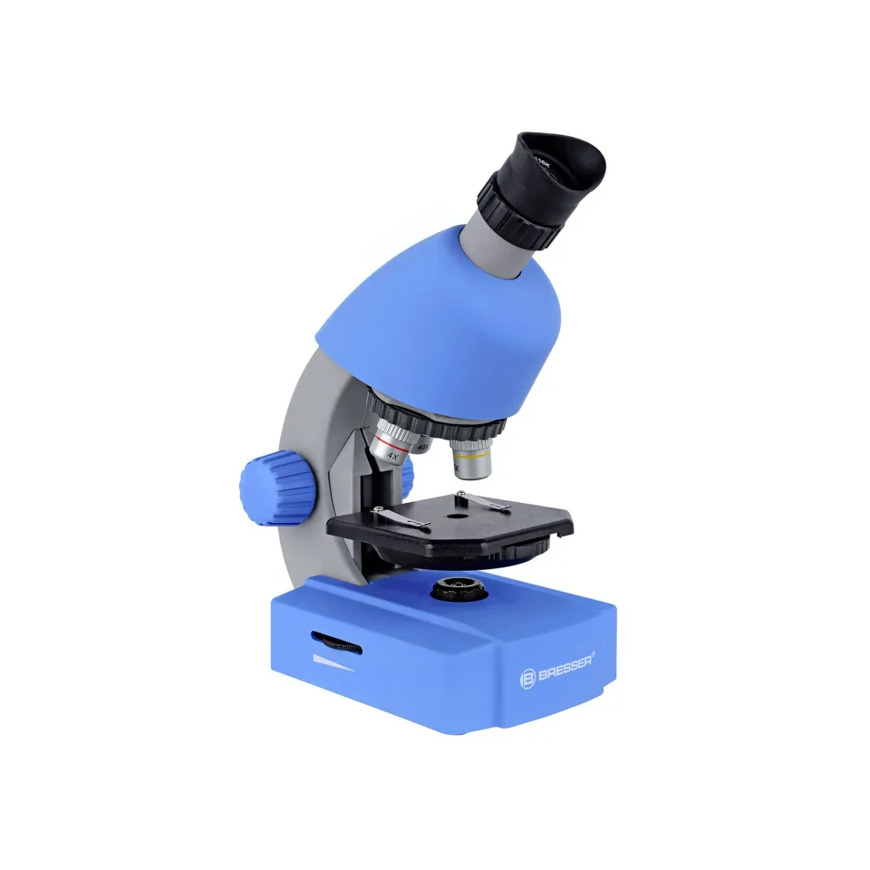 Microscop Bresser pentru copii, mărire 40–640x, albastru
