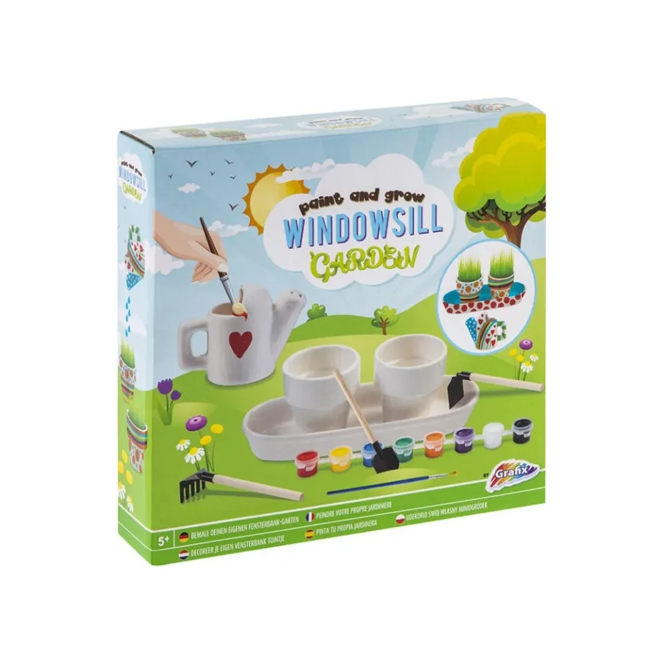 Set Grădină Moxy Window, cu 3 unelte, pensulă și 8 vopsele
