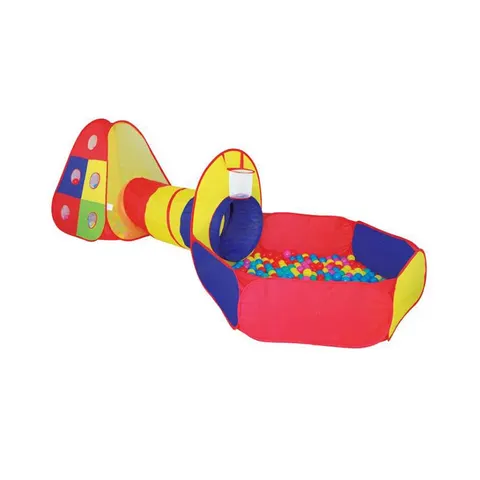 Cort Nowa Szkola cu tunel și piscină, 300 x 120 x 100 cm, cu 100 mingi incluse