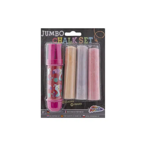 Suport Jumbo pentru cretă Moxy, cu 3 crete incluse, blister, asortat
