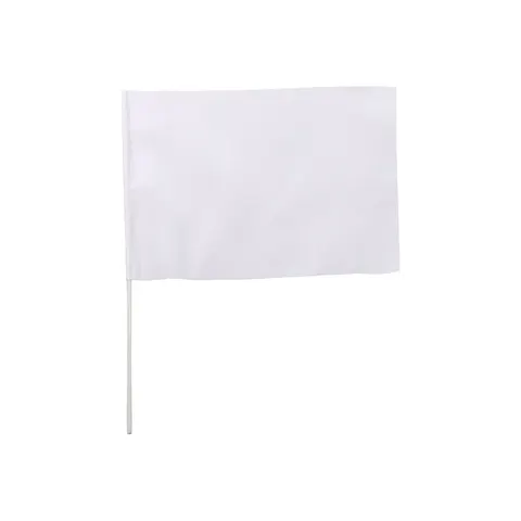 Steag, cu mâner din plastic, din material textil, 15 x 20 cm, alb