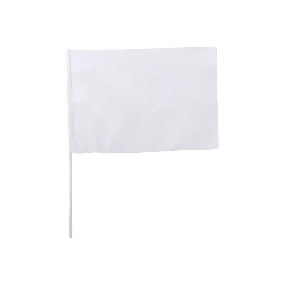 Steag, cu mâner din plastic, din material textil, 15 x 20 cm, alb