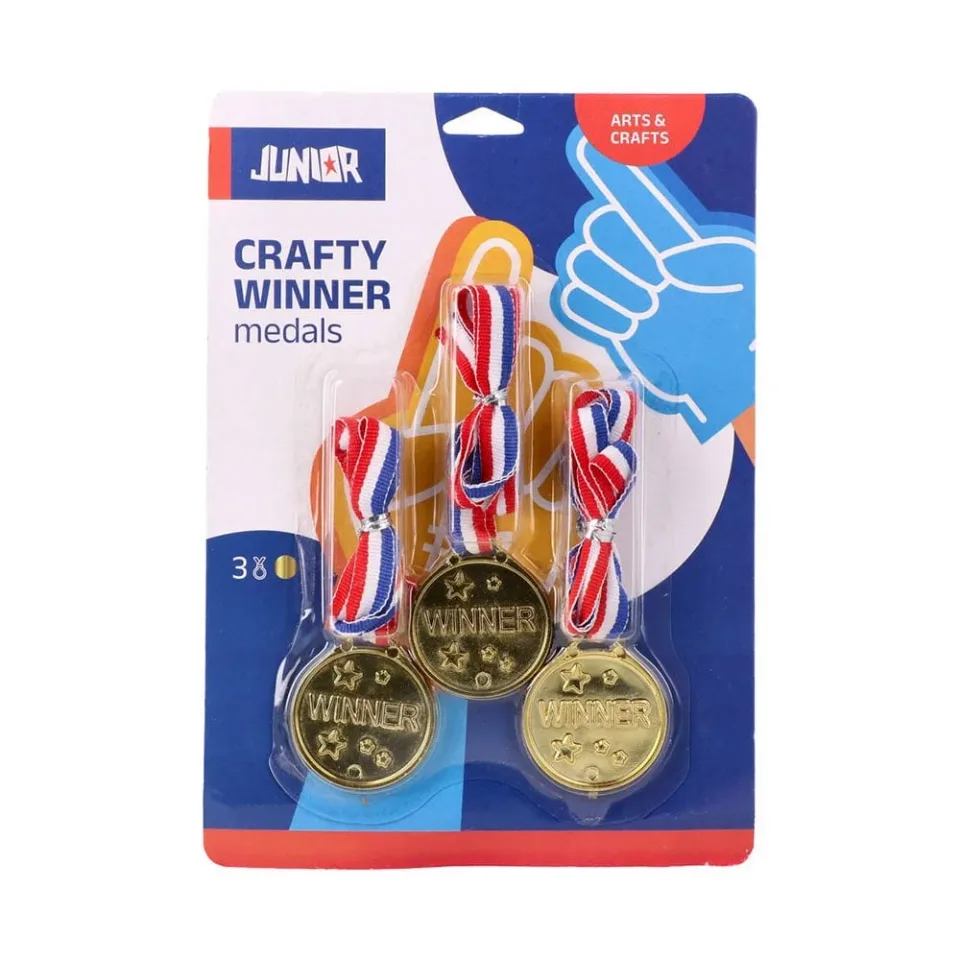 Medalie Junior Crafty Reward, plastic, aurie, 3 buc.