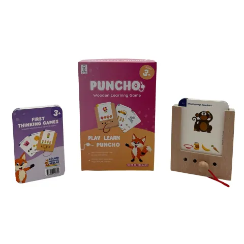 Set de început Puncho – Cartonașe educaționale „First Thinking Adventures”, cu cutie inclusă, vârsta 3+