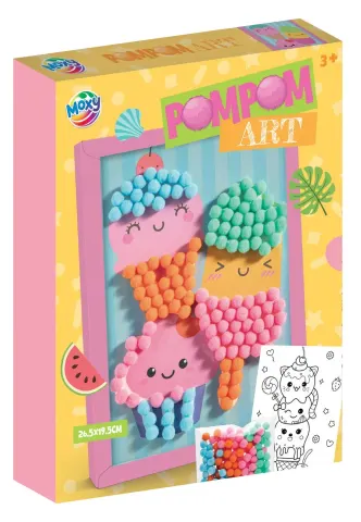 Set de creație cu pompoane Moxy Câine & Pisică, înramat