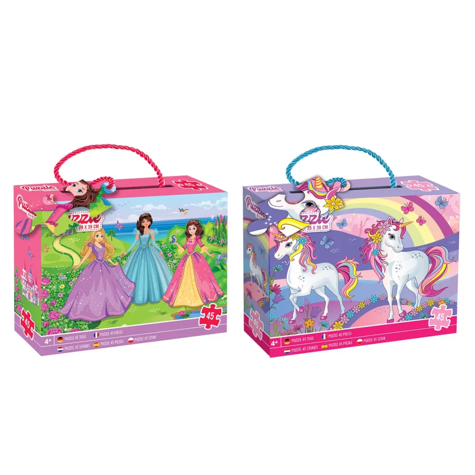 Puzzle Moxy pentru fete, 39 x 29 cm, 45 piese, asortat, pachet de 48