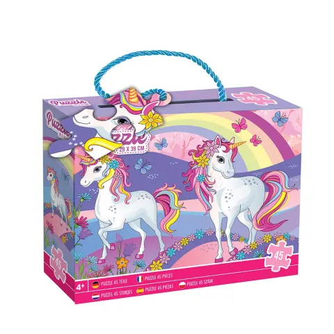 Puzzle Moxy pentru fete Unicorn, 39 x 29 cm, 45 buc.