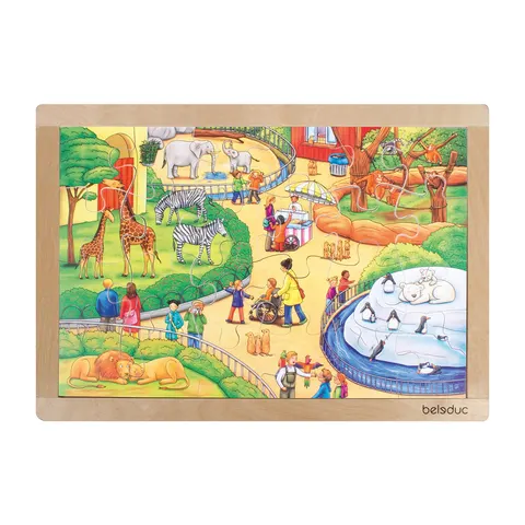 Puzzle Zoo Beleduc, din lemn, înrămat