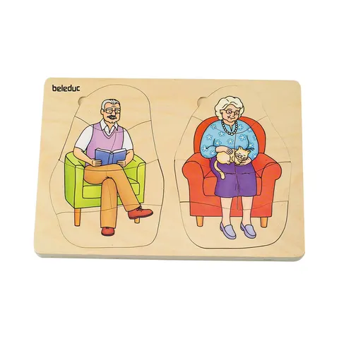 Puzzle Beleduc Bunica și Bunicul, stratificat, din lemn