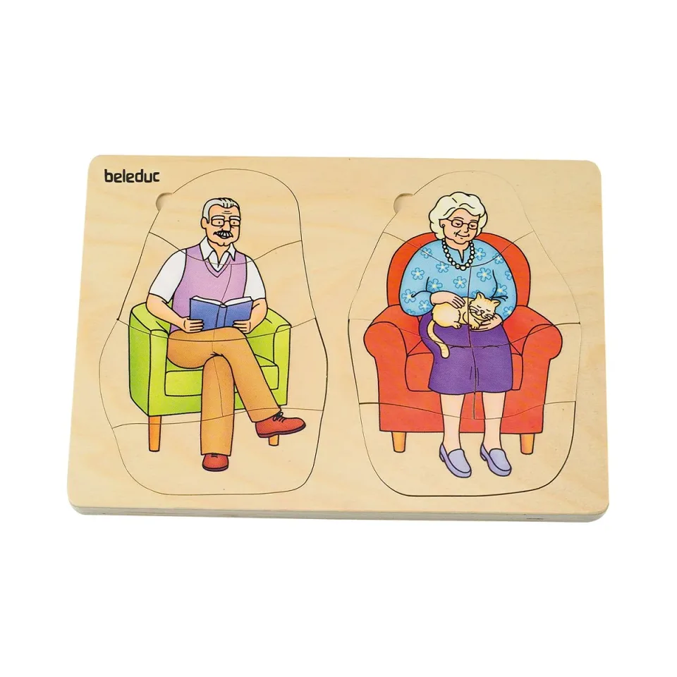 Puzzle Beleduc Bunica și Bunicul, stratificat, din lemn