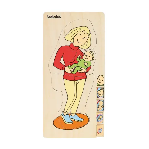Puzzle stratificat Belecud Mamă, din lemn
