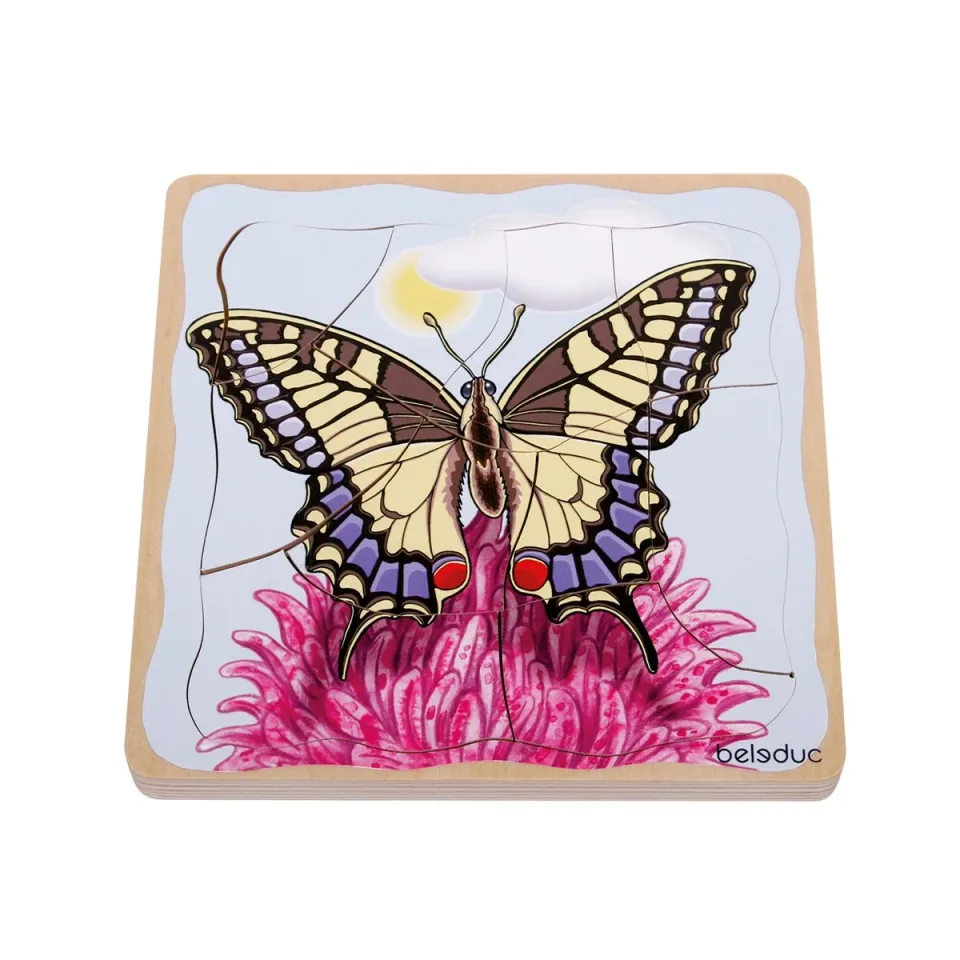 Beleduc Puzzle Ciclu de Viață al Fluturelui, Stratificat, Lemn