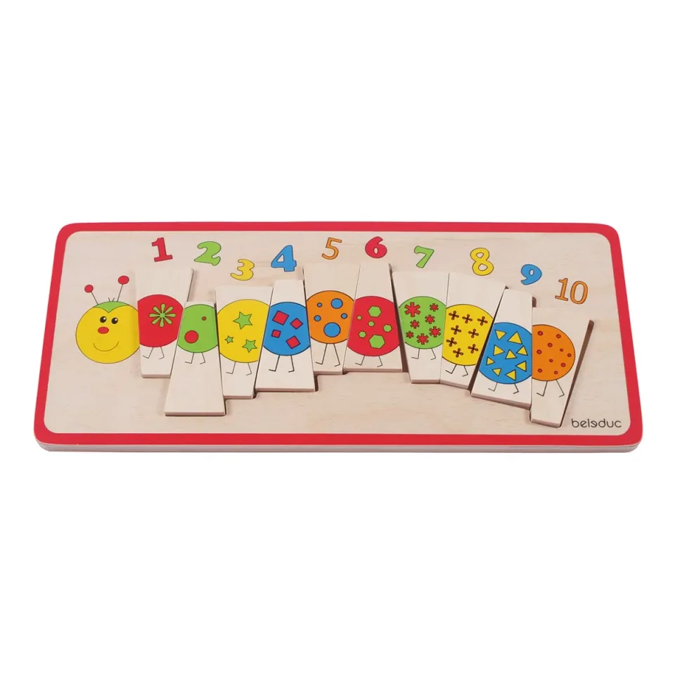 Puzzle de stivuire cu numere Beleduc Omidă, din lemn