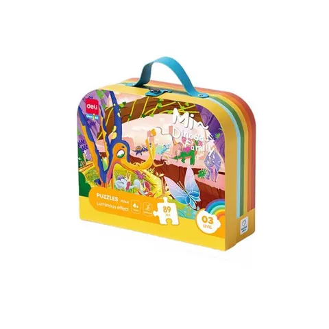Deli Puzzle - Familia de Dinozauri Genius, în valiză, 89 buc.