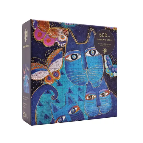 Paperblanks Puzzle Pisici Albastre și Fluturi, 500 buc.