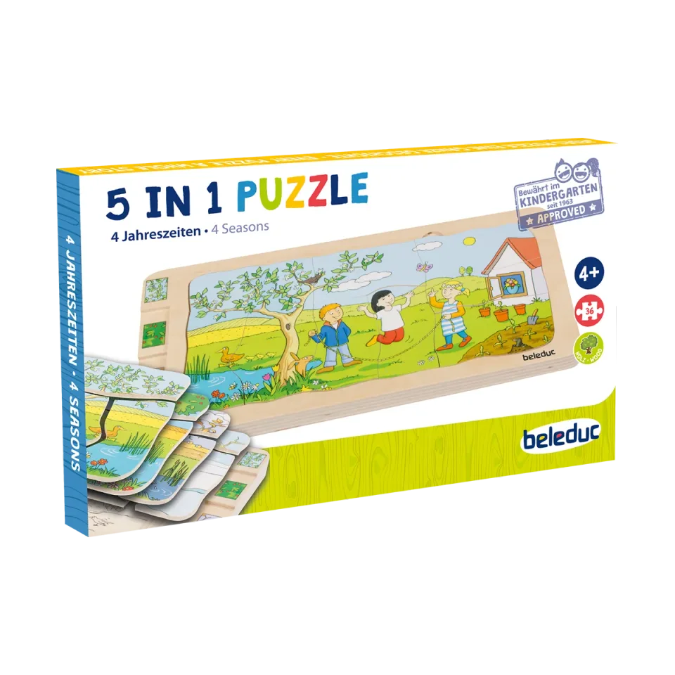 Puzzle stratificat Beleduc Patru anotimpuri, lemn