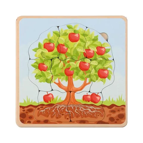 Puzzle stratificat Eduplay Ciclu de viață al mărului, din lemn