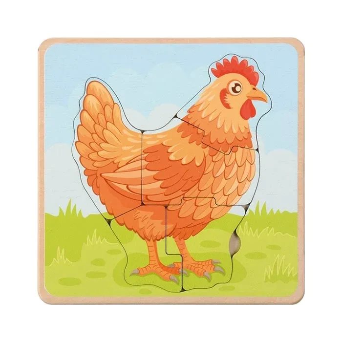 Puzzle stratificat Eduplay Ciclu de dezvoltare al găinii, din lemn