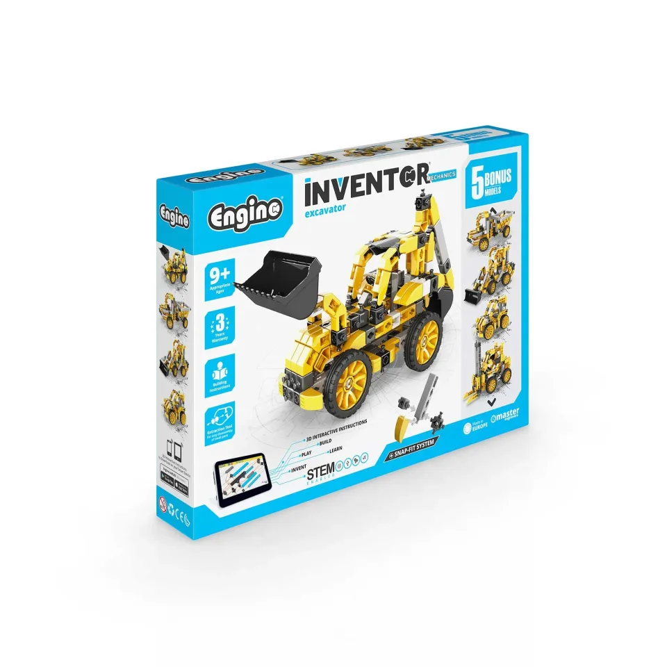 Engino Constructor Inventor Mechanics - Excavator, 5 în 1