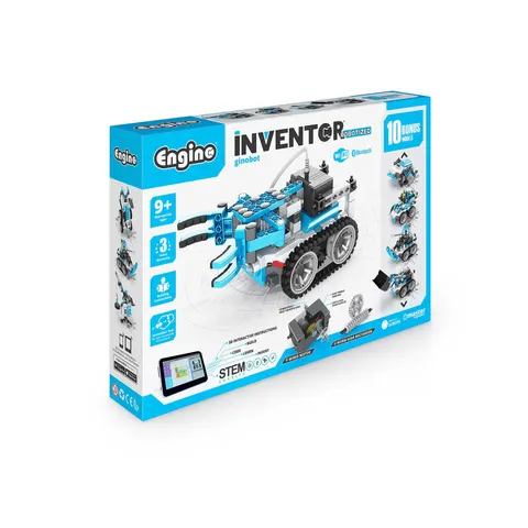 Set de construcție Engino Inventor Robotizat - Ginobot, 10 în 1, cu motor suplimentar